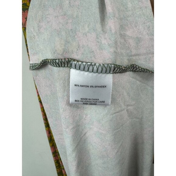 Modcloth Size Medium Green Pink Floral Hi Lo Dress Retro 40s - Picture 7 of 9